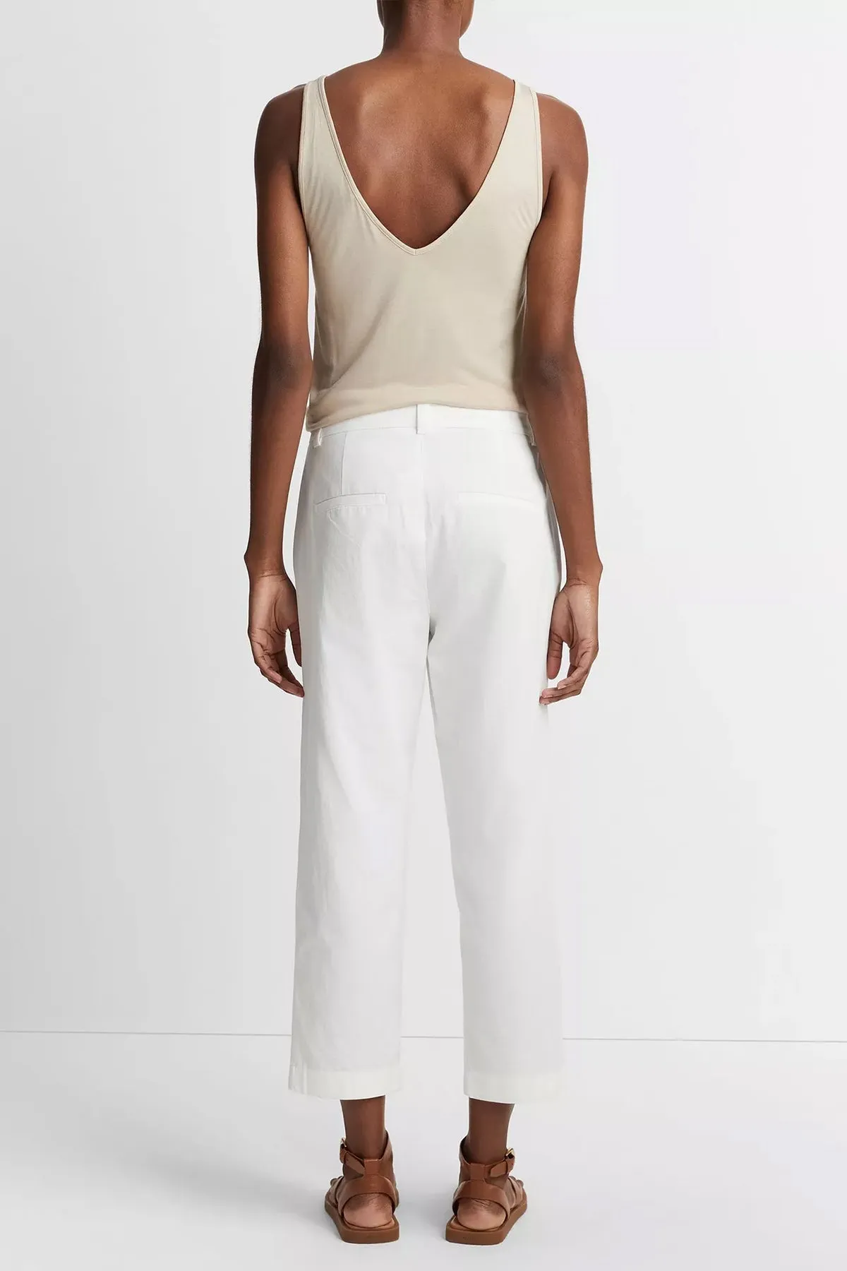 Low-Rise Washed Cotton Crop Pant in Off-White