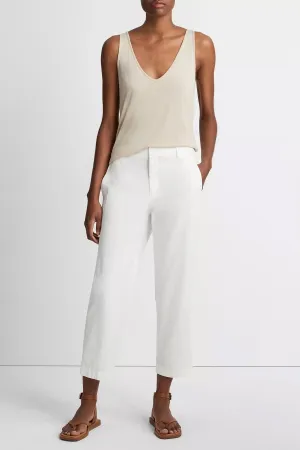 Low-Rise Washed Cotton Crop Pant in Off-White