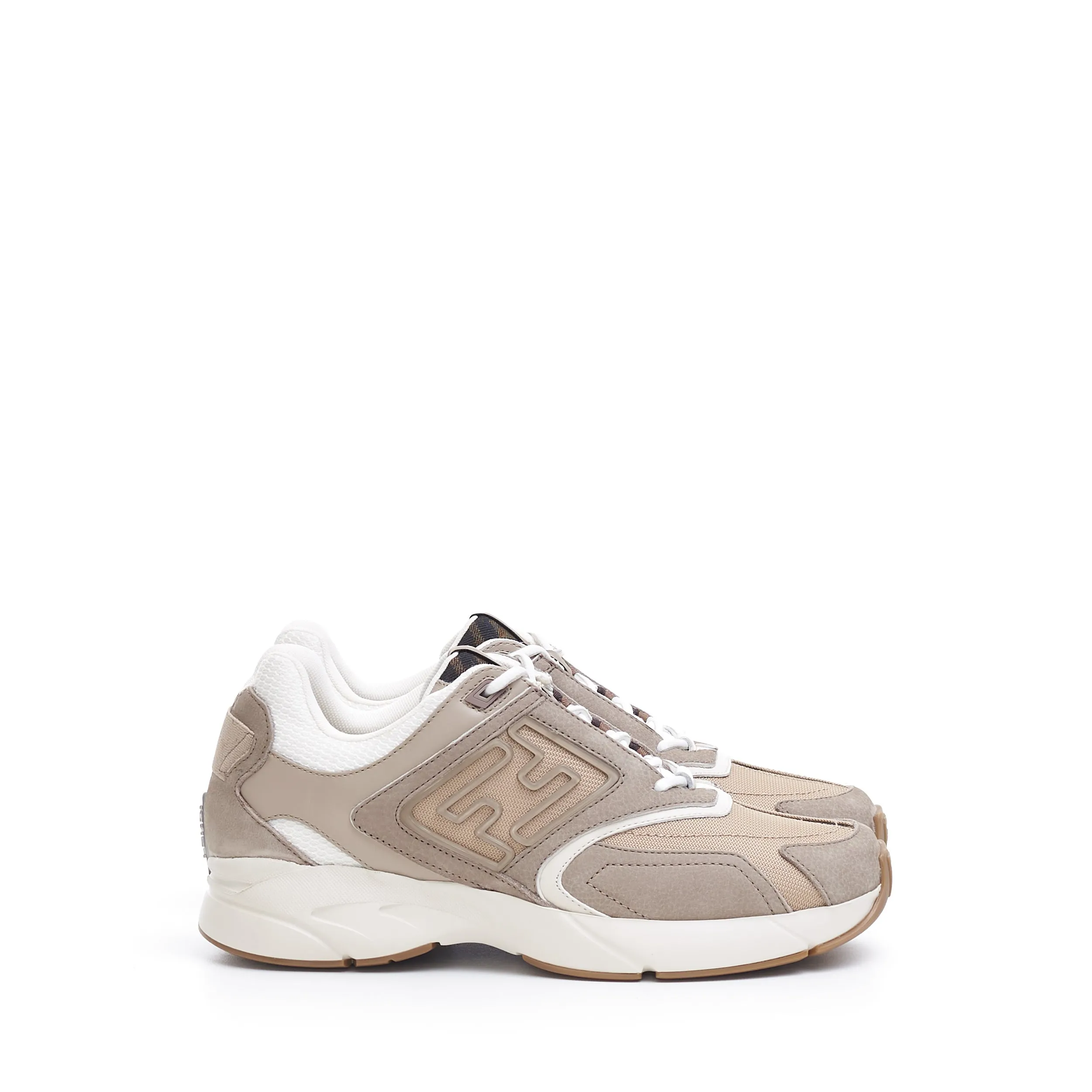 Low Top 'Faster' Sneakers With FF Motif In Beige Nubuck