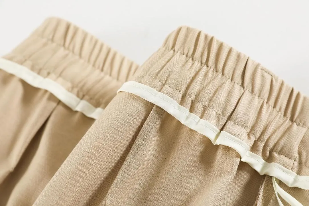 Low Waisted Solid Color Straight-Leg Pants for Women