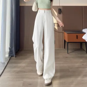 Low Waisted Solid Color Straight-Leg Pants for Women
