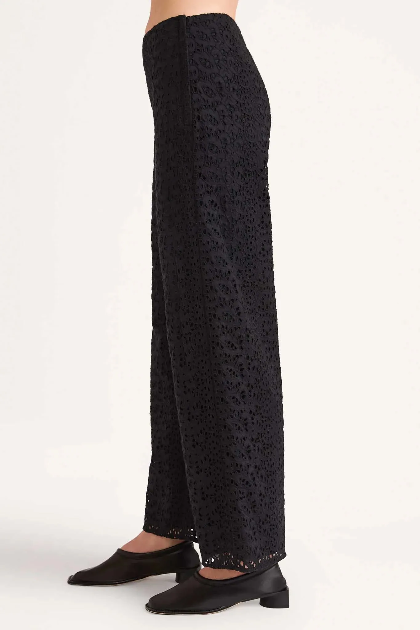 Lunar Eyelet Pant in Black