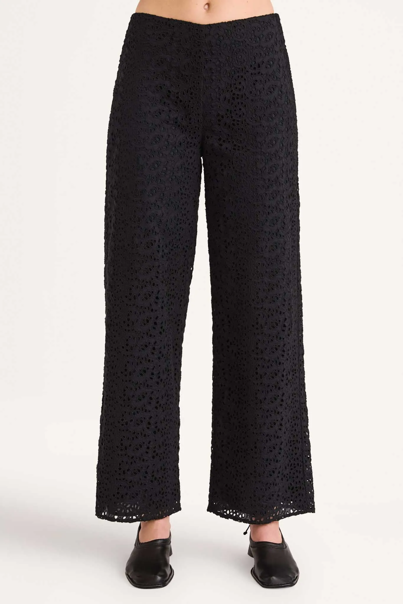 Lunar Eyelet Pant in Black