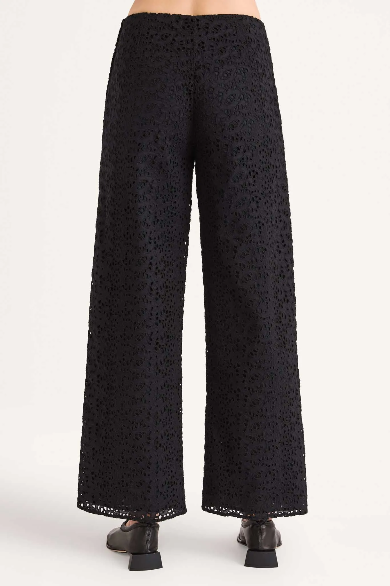 Lunar Eyelet Pant in Black