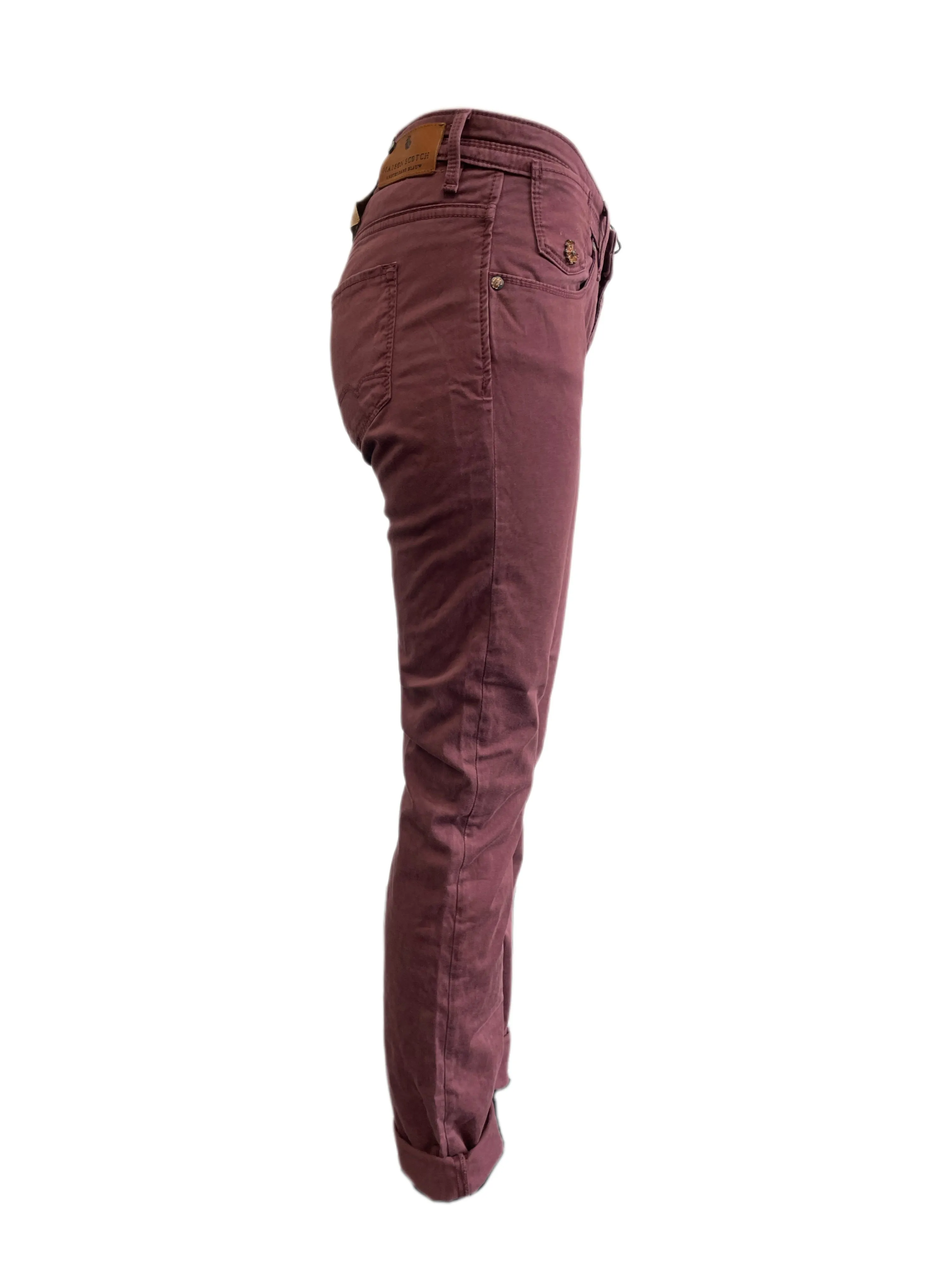 Maison Scotch Women's Burgundy Soft Low Rise Pants #726 NWT