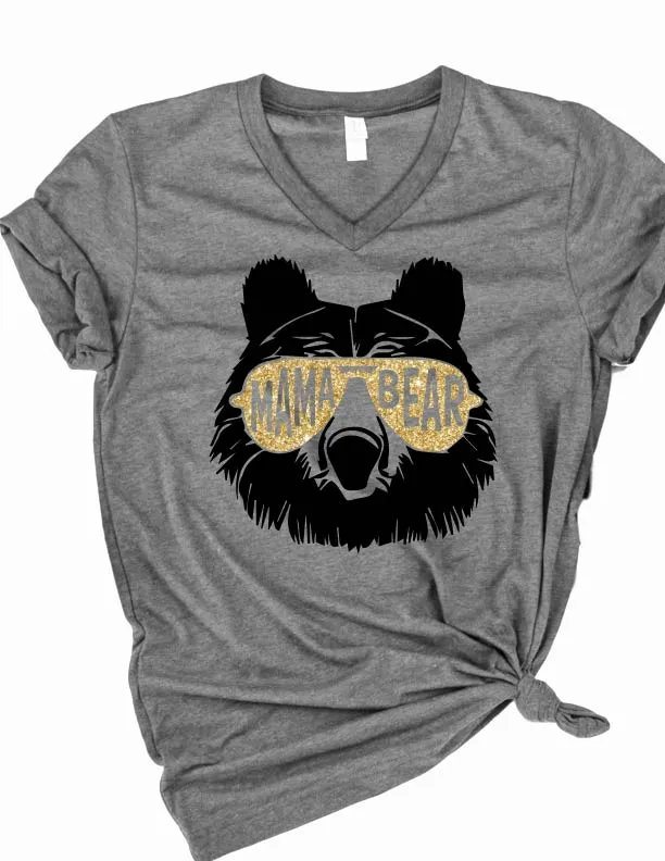 Mama Bear Gold Shirt | Mom Shirt | Unisex V Neck