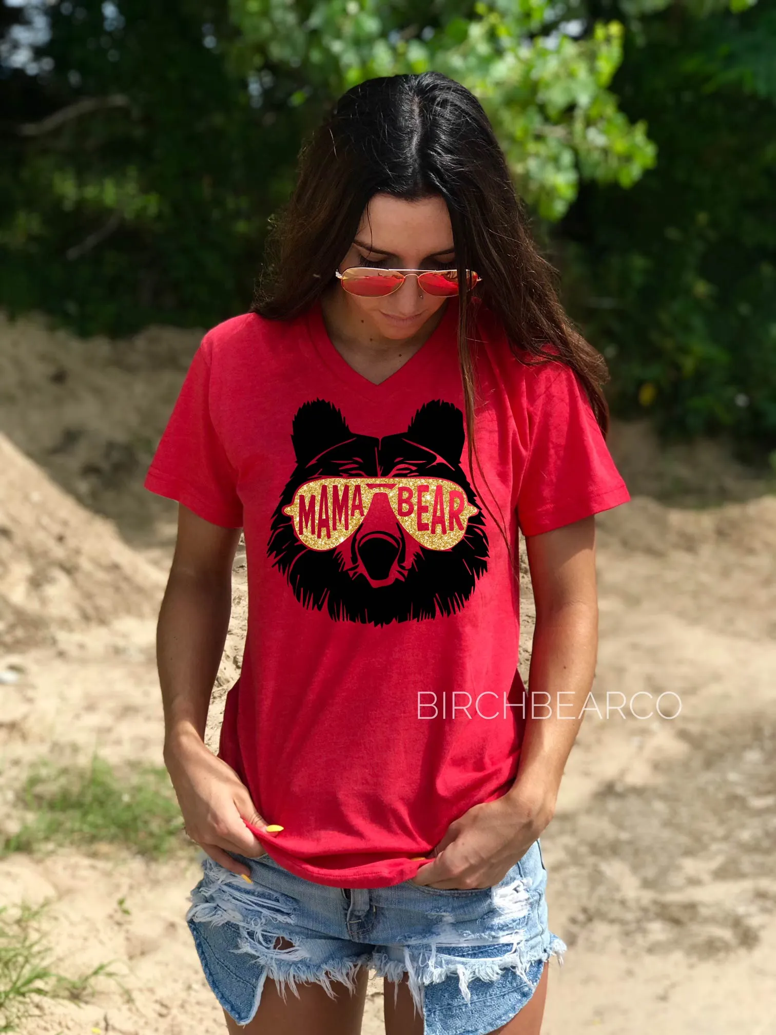 Mama Bear Gold Shirt | Mom Shirt | Unisex V Neck