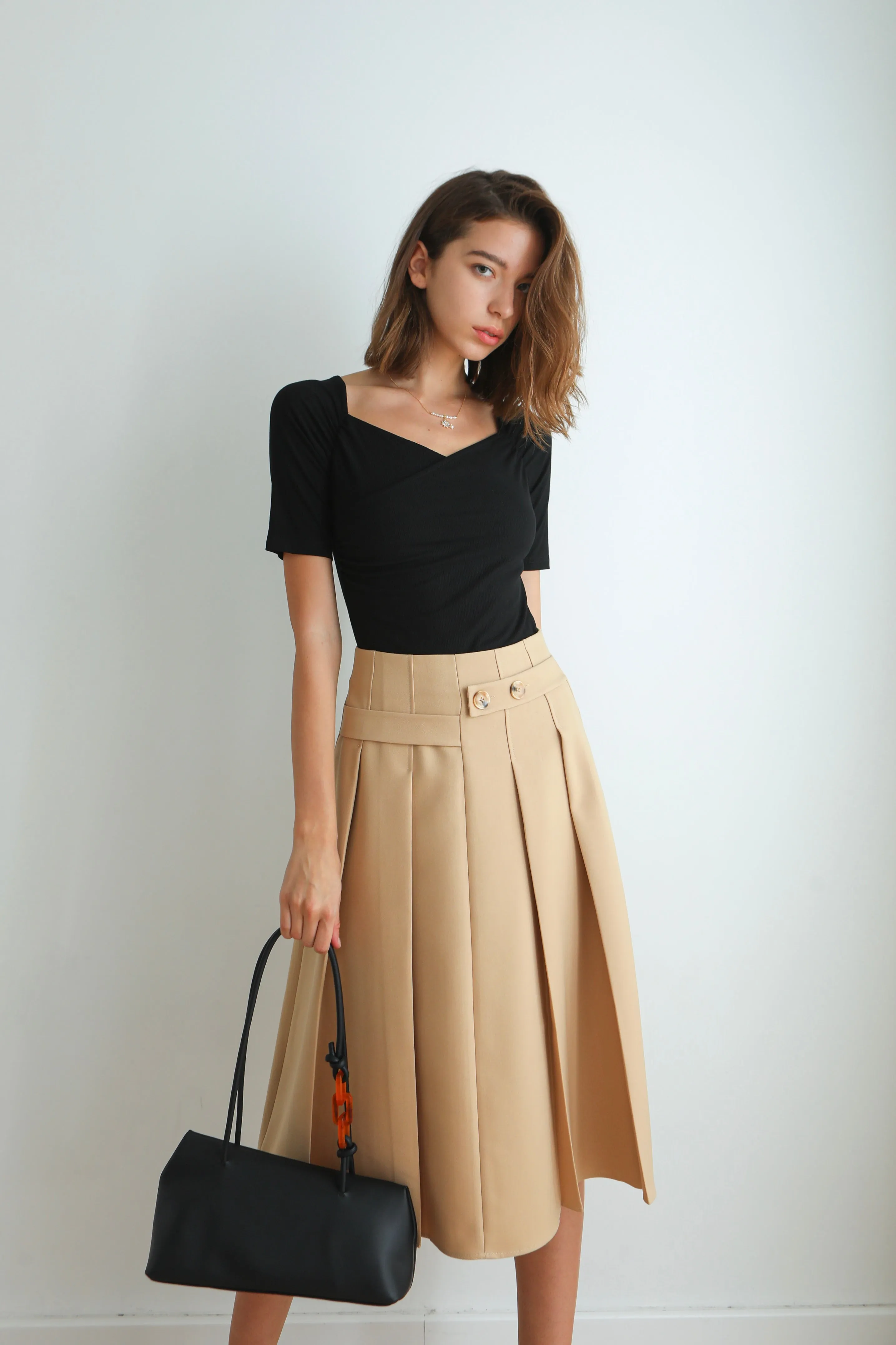 Marcia Pleated Midi Skirt