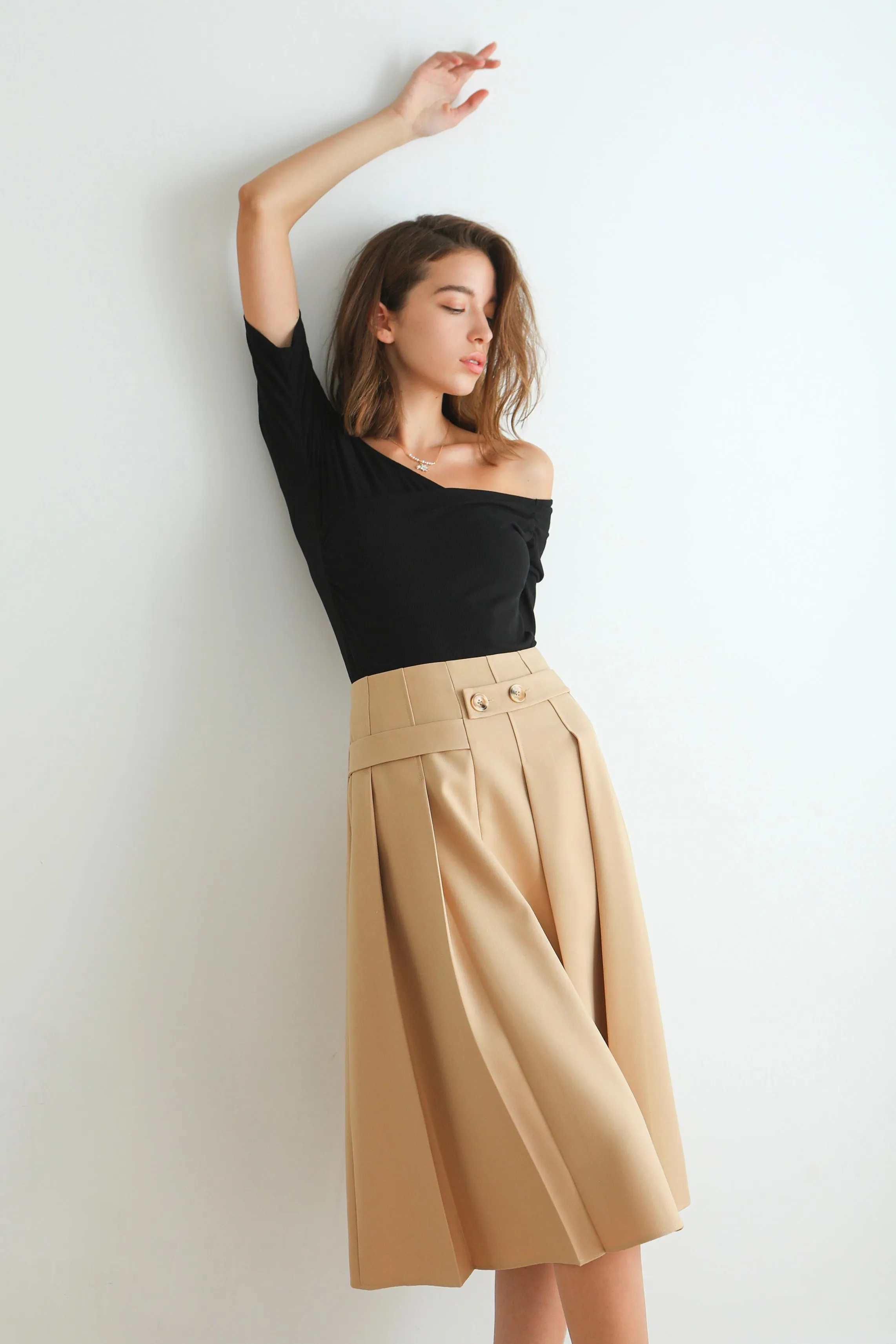 Marcia Pleated Midi Skirt