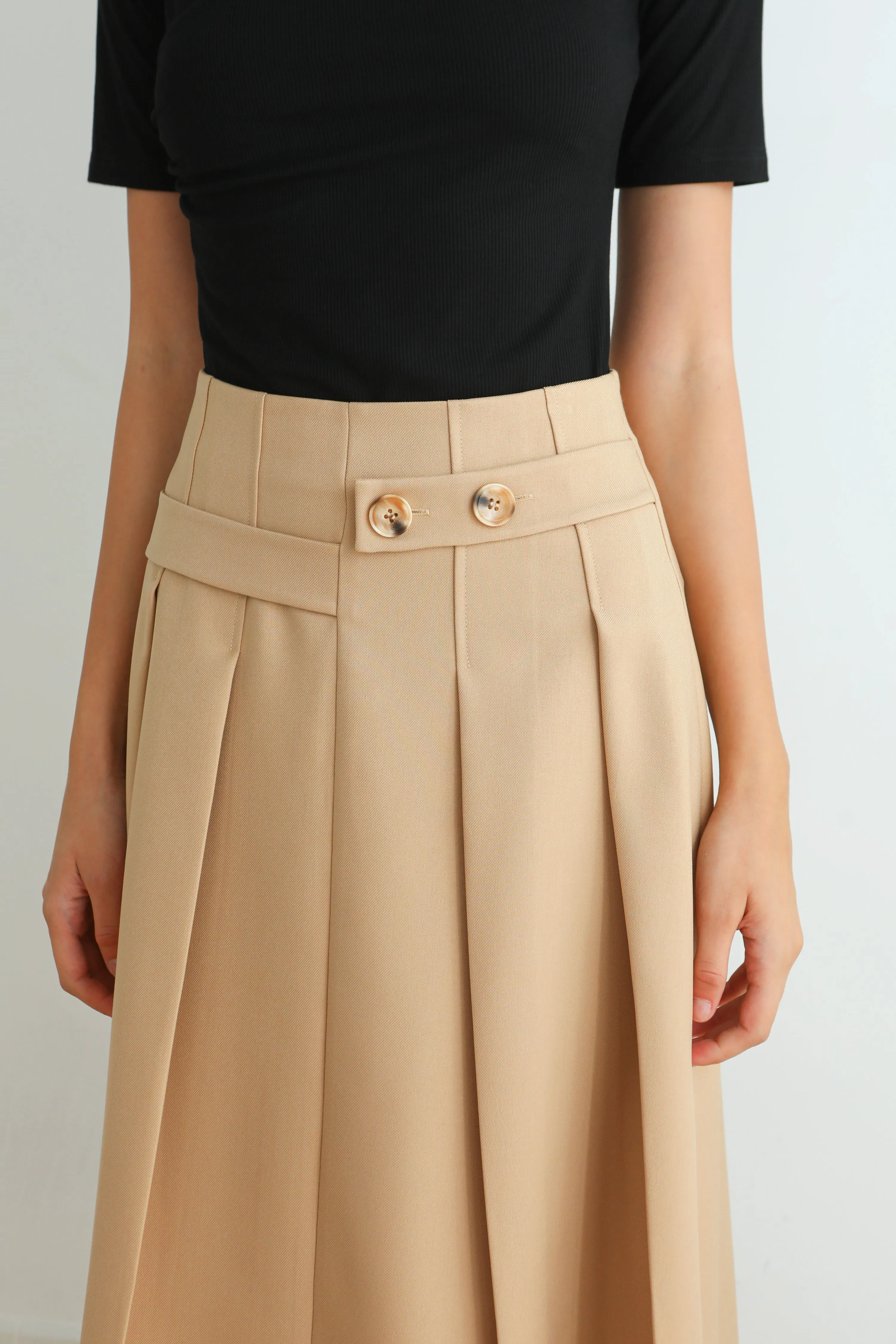 Marcia Pleated Midi Skirt