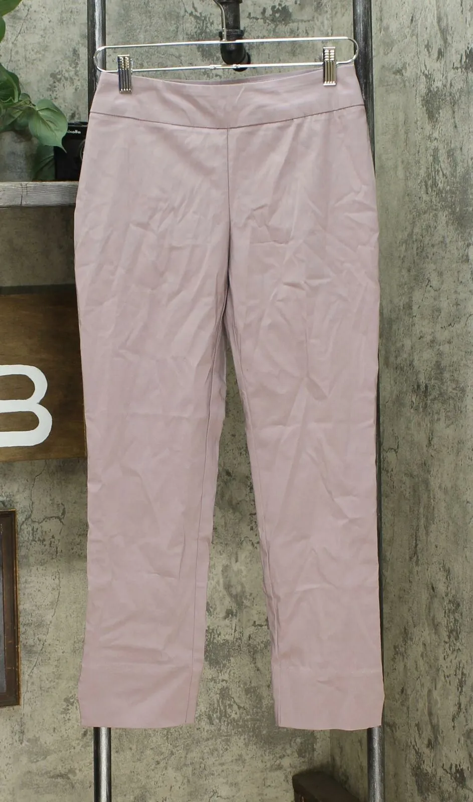 MarlaWynne Stretch Twill FLATTERfit Pants With Slit Lilac Gray Petite 6