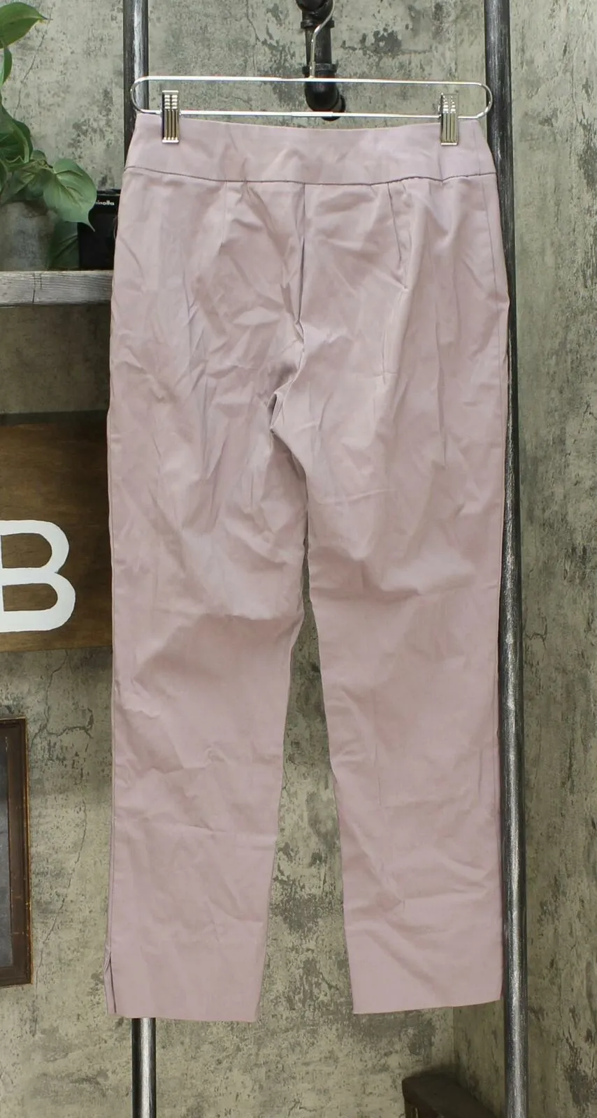 MarlaWynne Stretch Twill FLATTERfit Pants With Slit Lilac Gray Petite 6