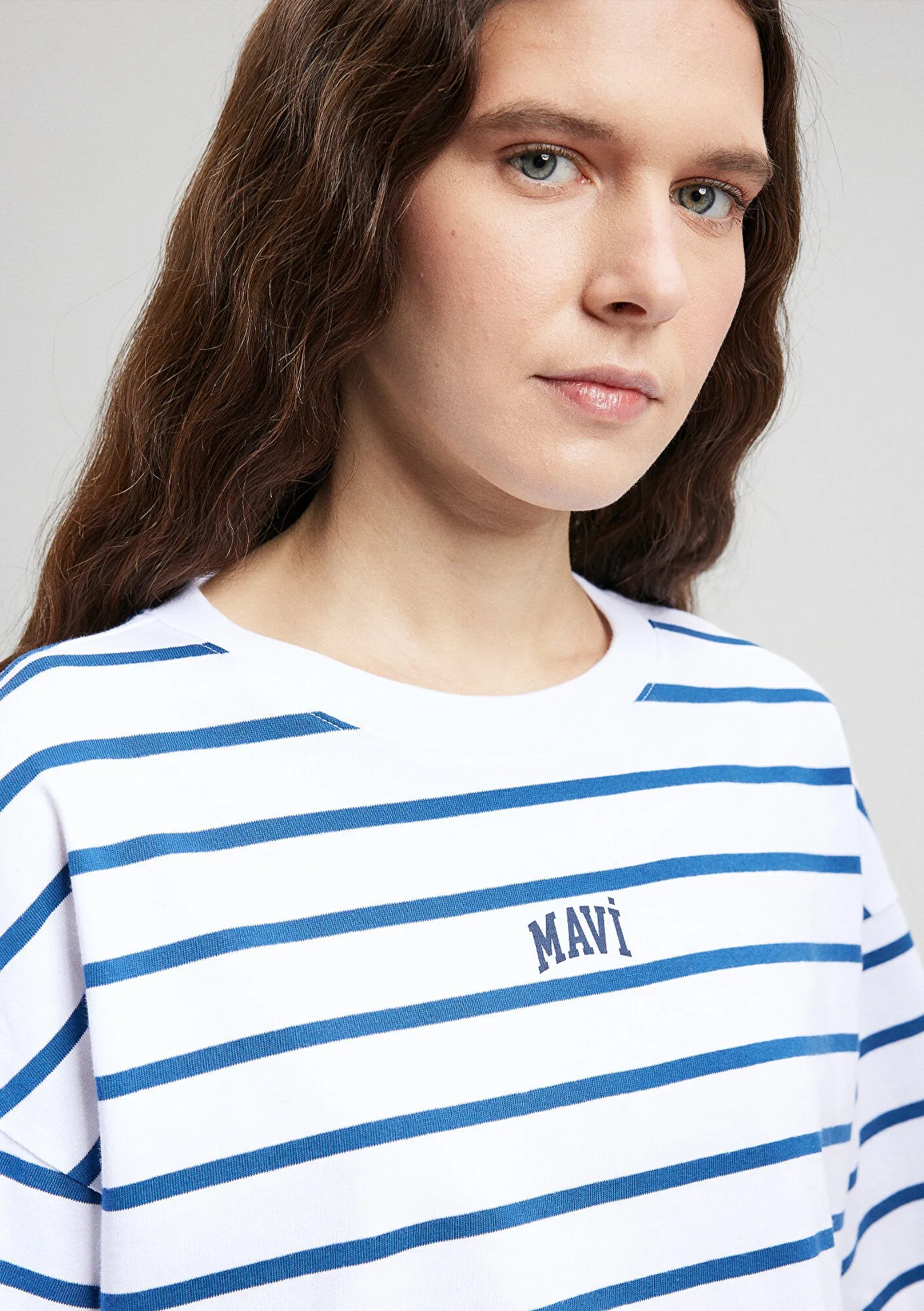 Mavi Logo Printed Pink Striped T-Shirt