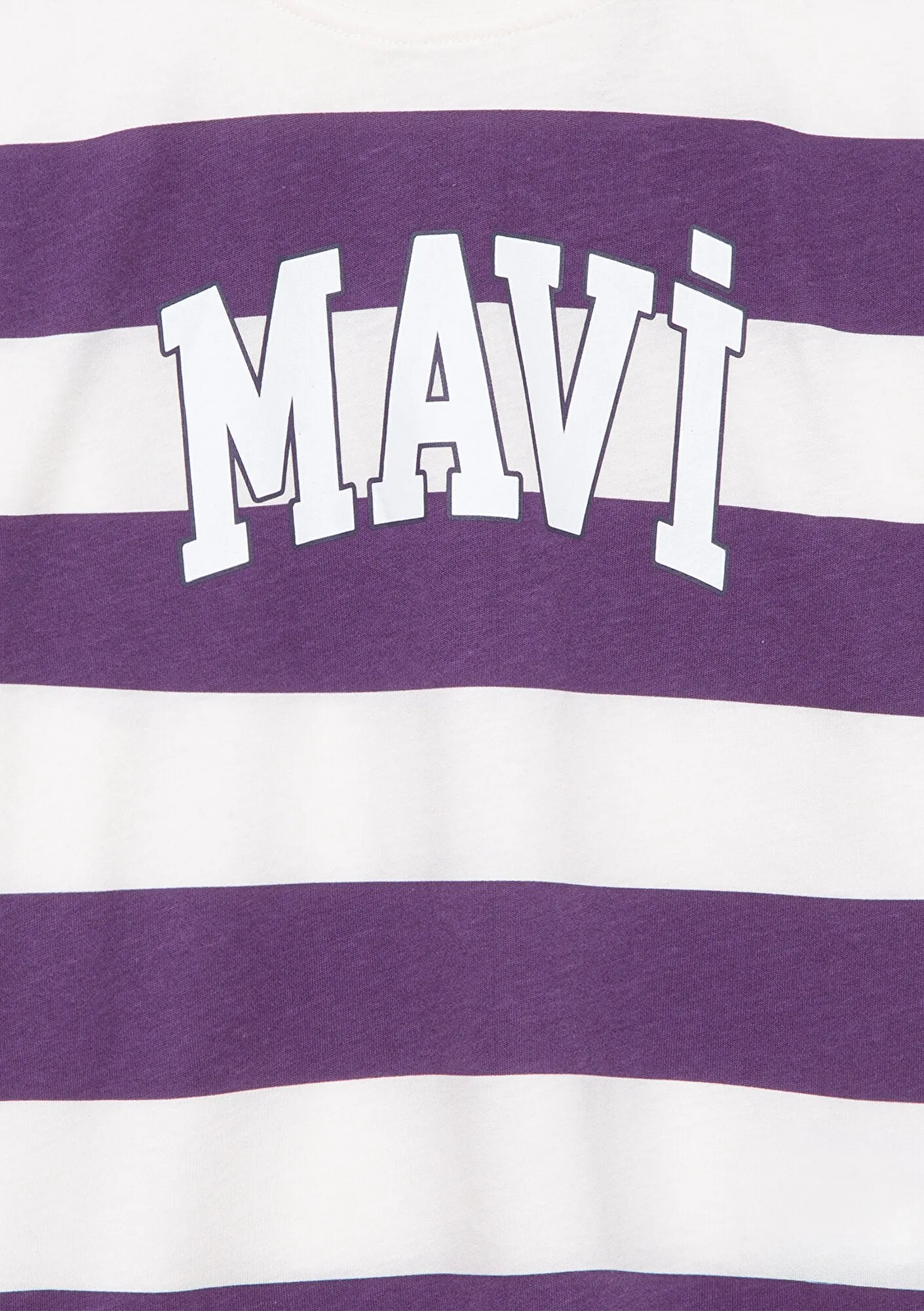 Mavi Logo Printed Purple Striped T-Shirt