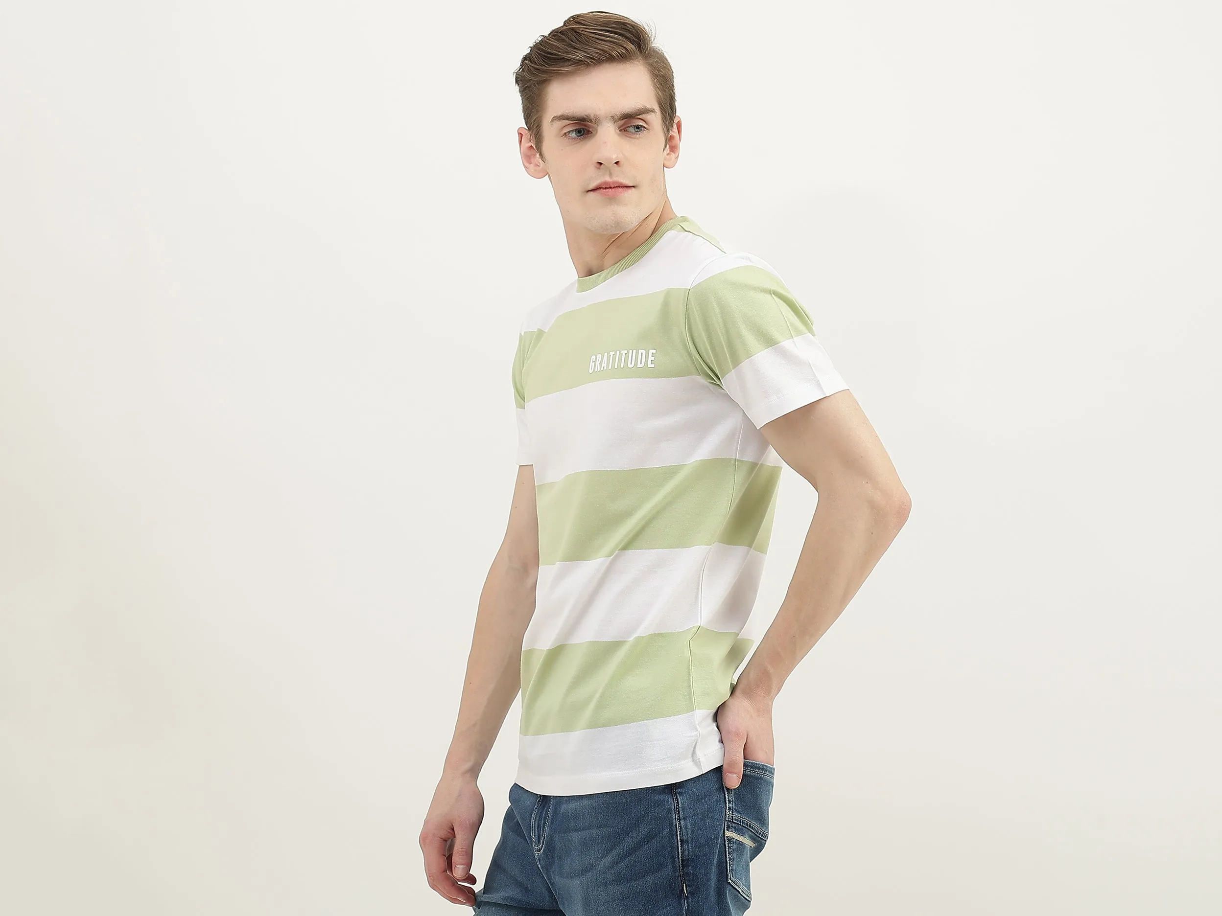 Men Striped Round Neck T-Shirt