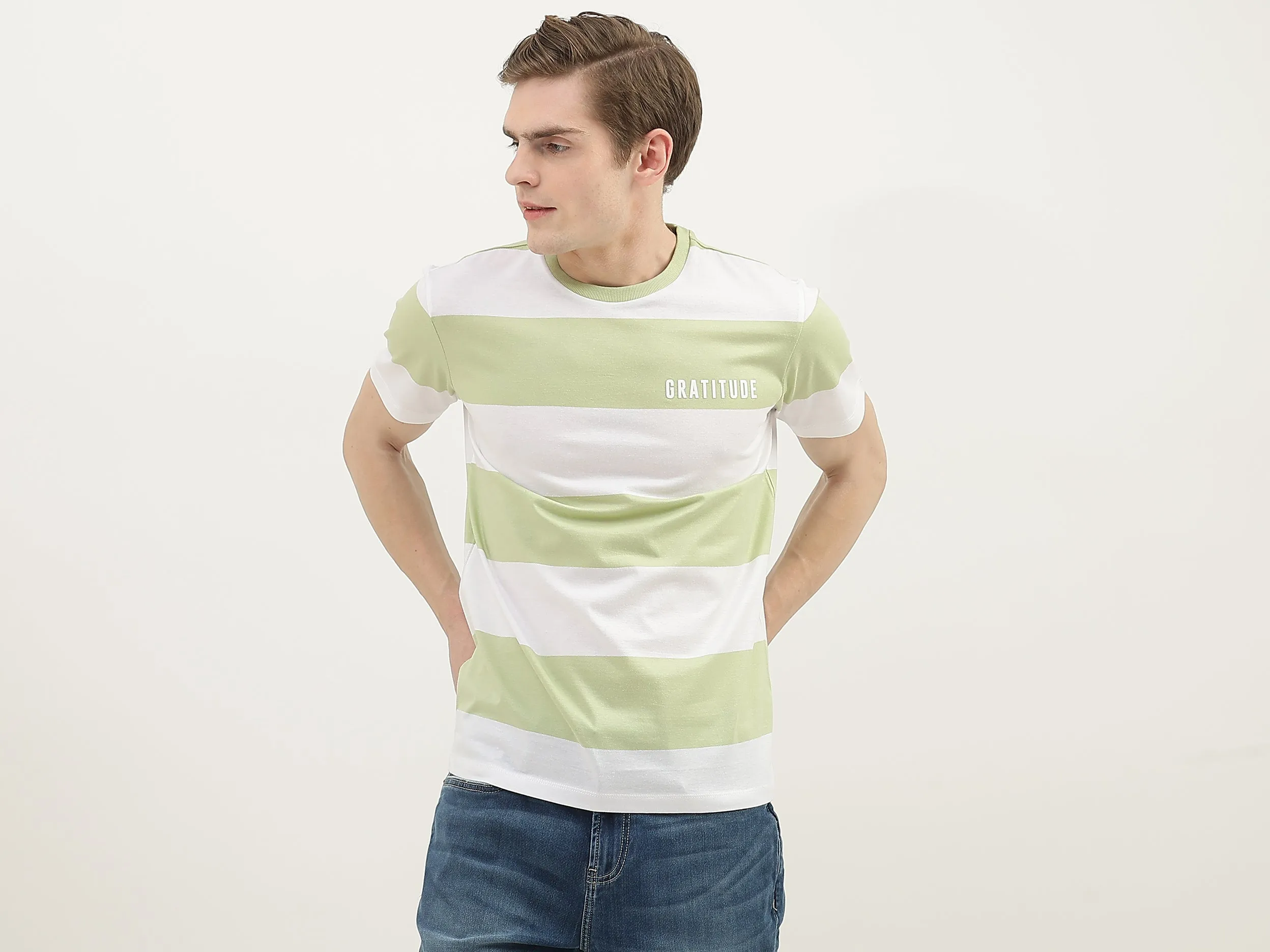 Men Striped Round Neck T-Shirt