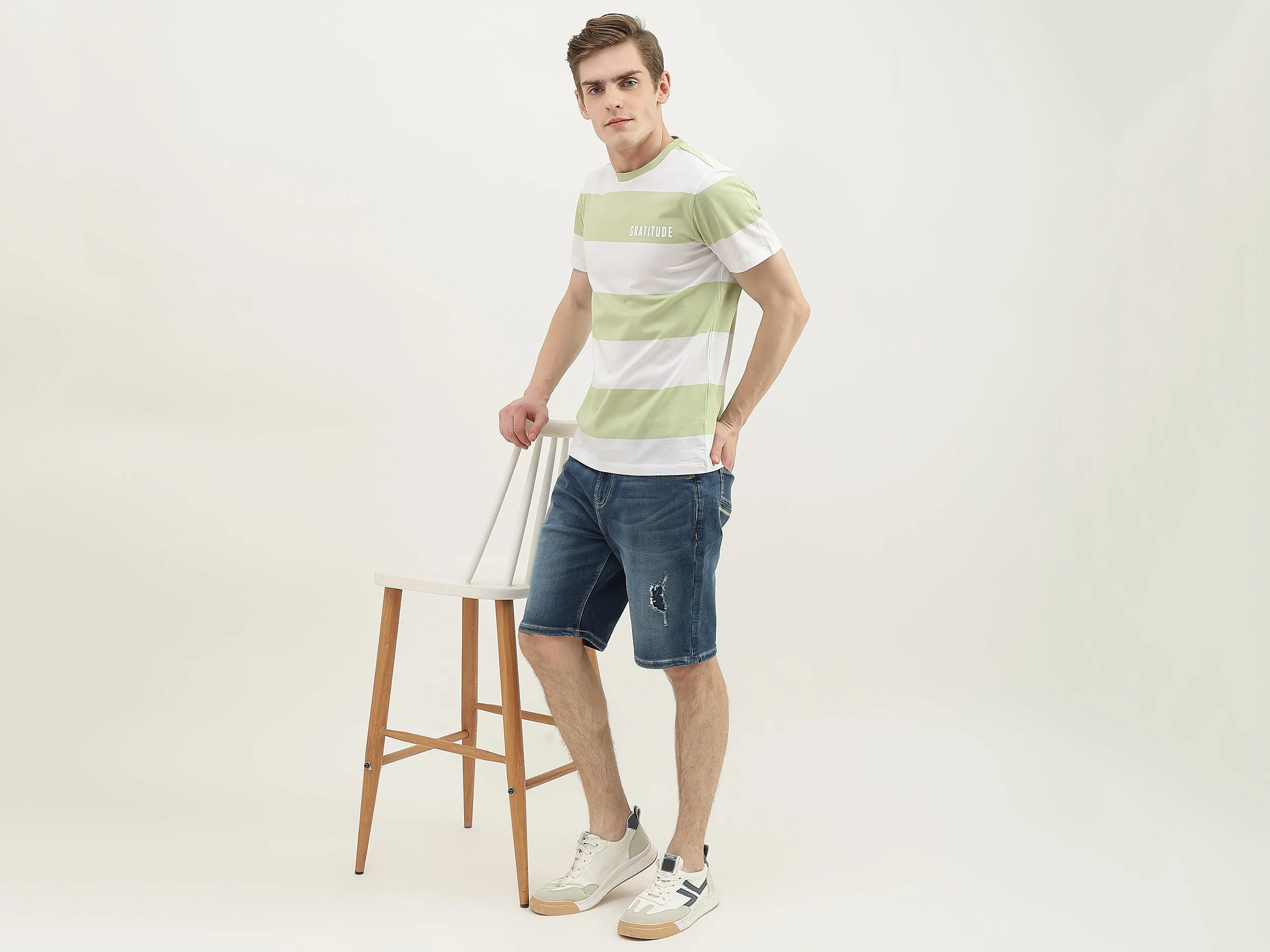 Men Striped Round Neck T-Shirt