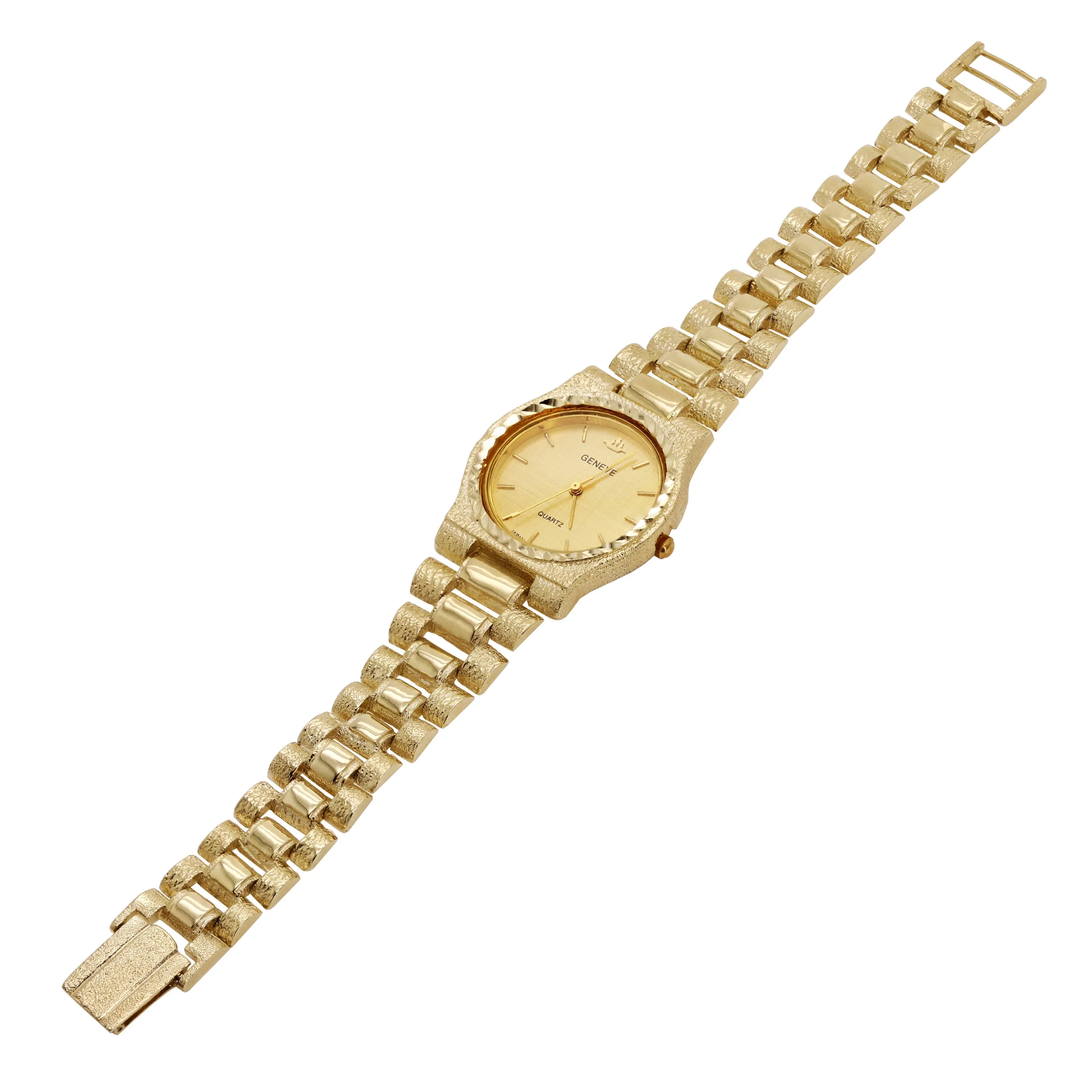 Men's 10k Yellow Gold Watch Link Geneve Wrist Watch 7.5"-8" 49.5 grams