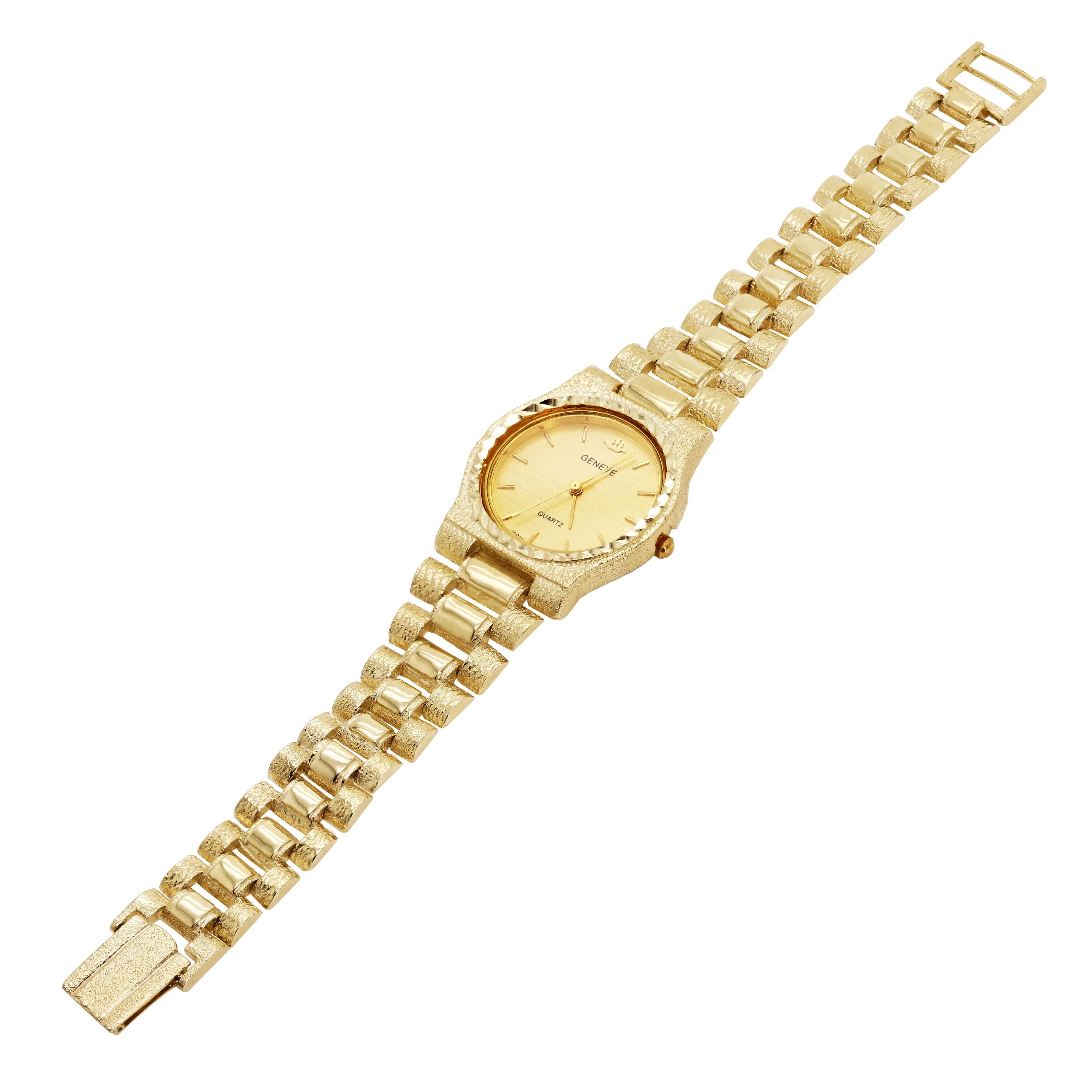 Men's 10k Yellow Gold Watch Link Geneve Wrist Watch 7.5"-8" 49.5 grams