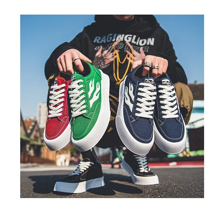 Men's All-match Low Top Canvas Shoes Platform Sneakers