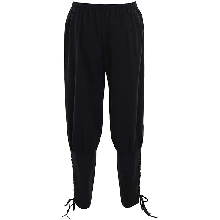 Mens Black Lace-up Leg Pants