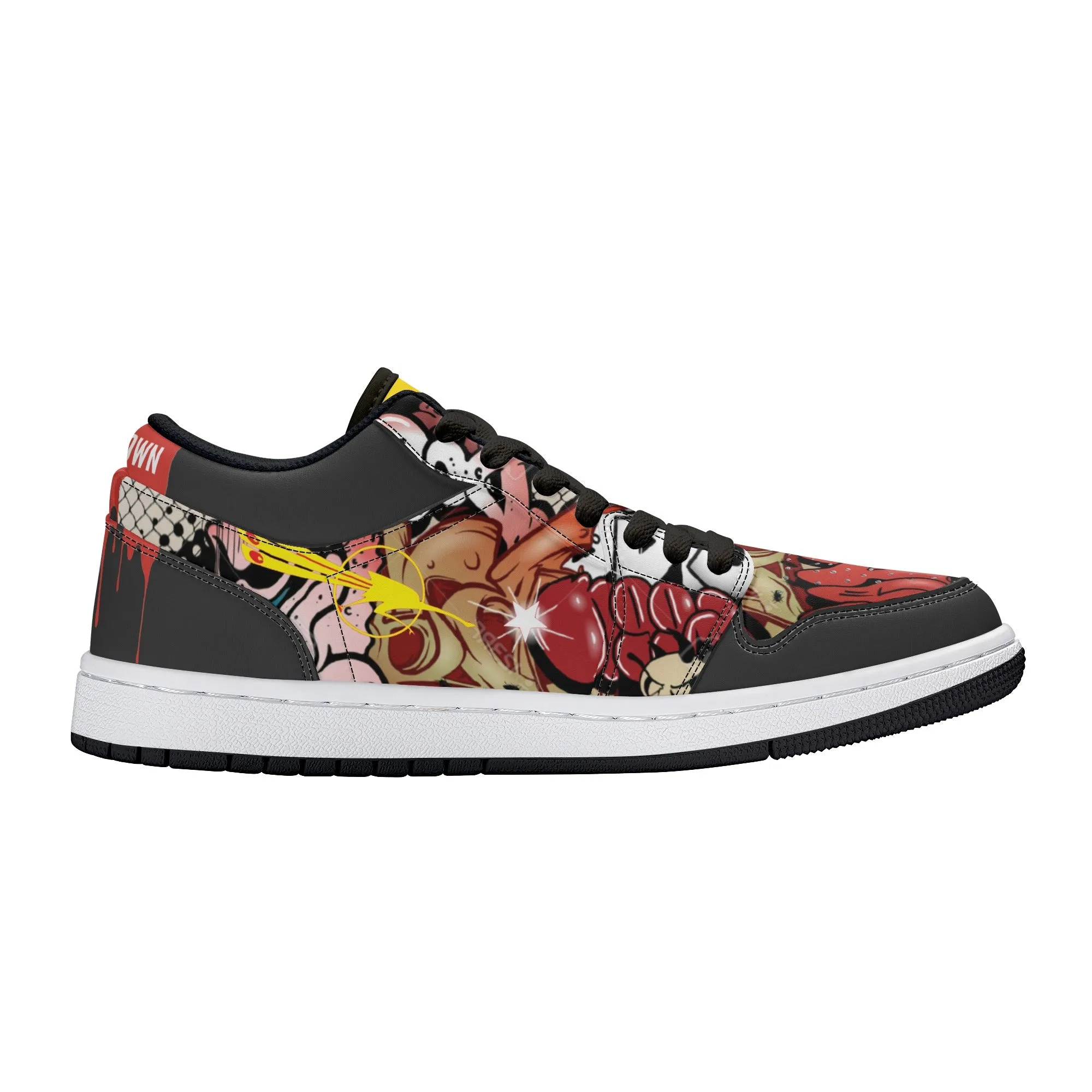 Mens Black Low Top Skateboard Sneakers