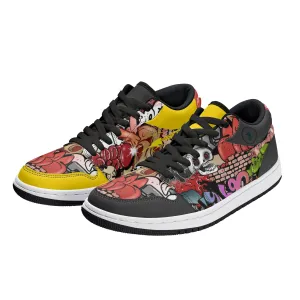 Mens Black Low Top Skateboard Sneakers