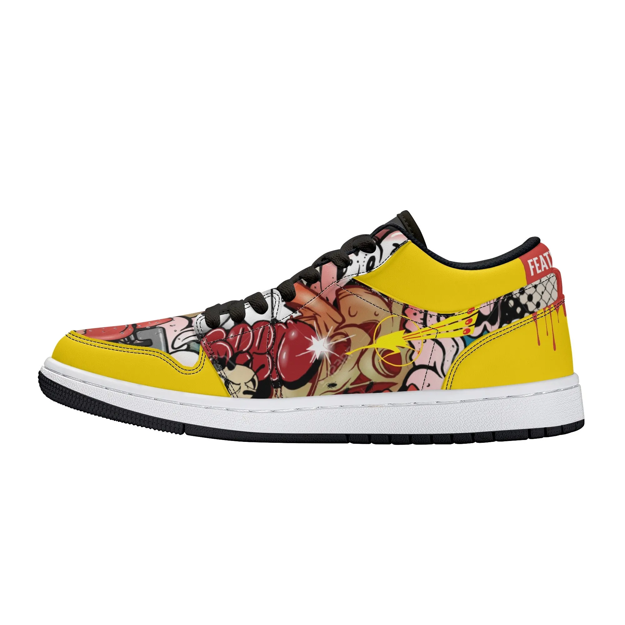 Mens Black Low Top Skateboard Sneakers