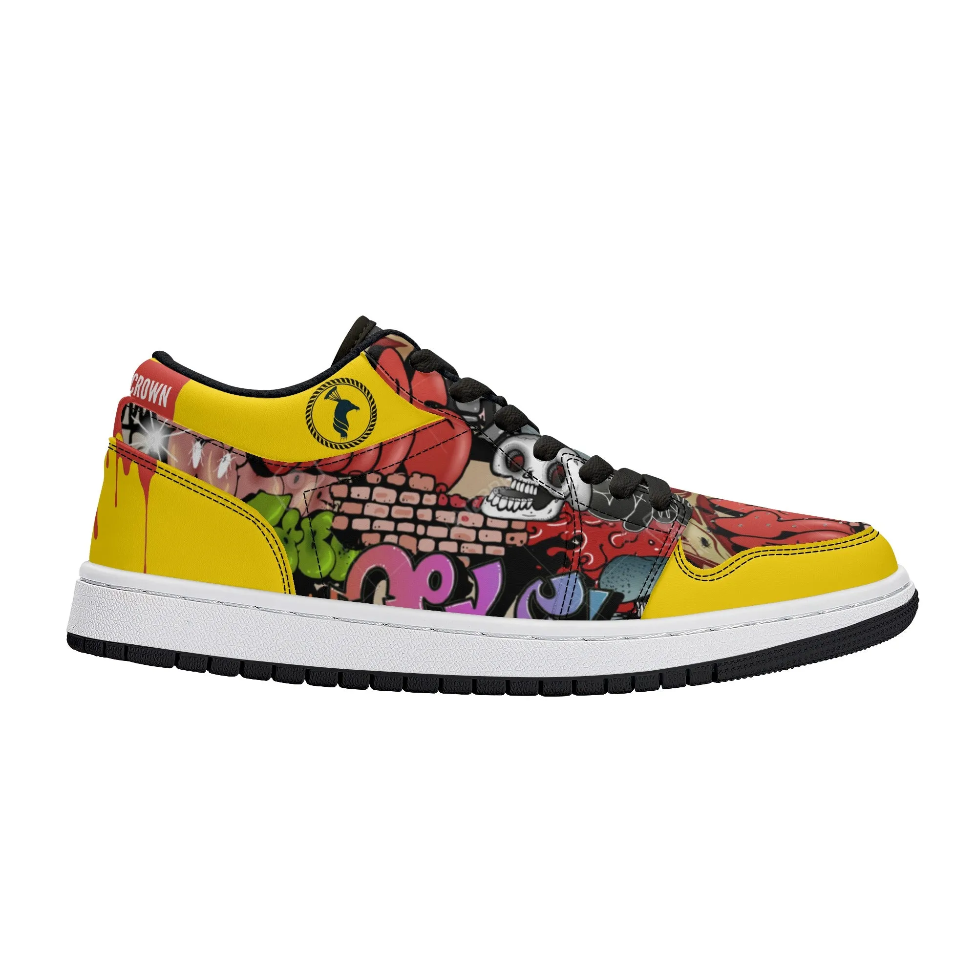 Mens Black Low Top Skateboard Sneakers