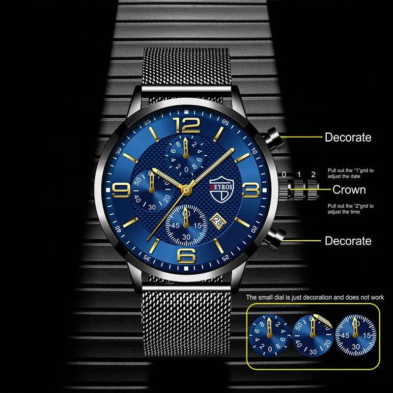 Men's Business Stainless Steel Quartz Wrist Watch