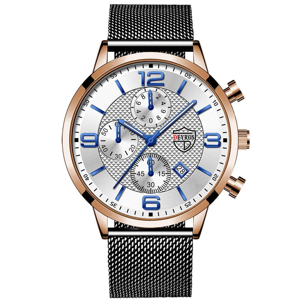 Men's Business Stainless Steel Quartz Wrist Watch