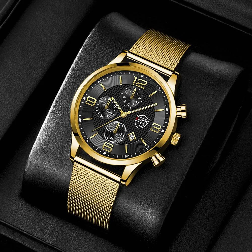Men's Business Stainless Steel Quartz Wrist Watch
