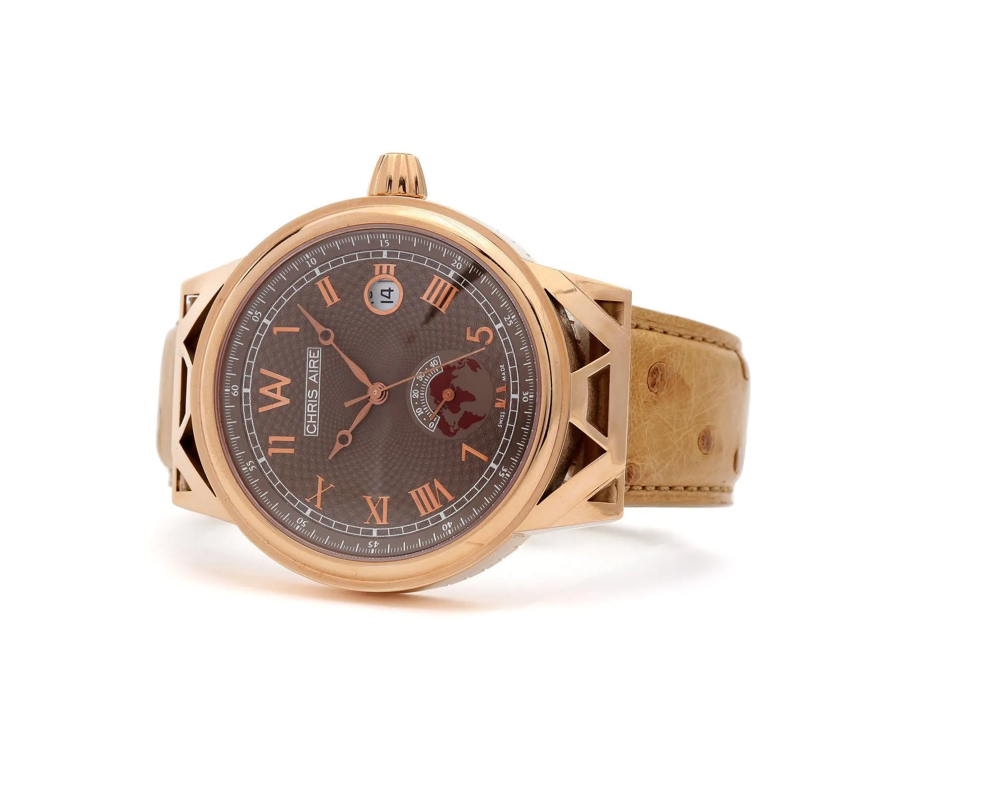 Men’s Gold Watch - Aire Capitol Hill Watch Swiss Made 18 Karat Solid Gold Power Reserve Luxury Rare Watch - RED GOLD®