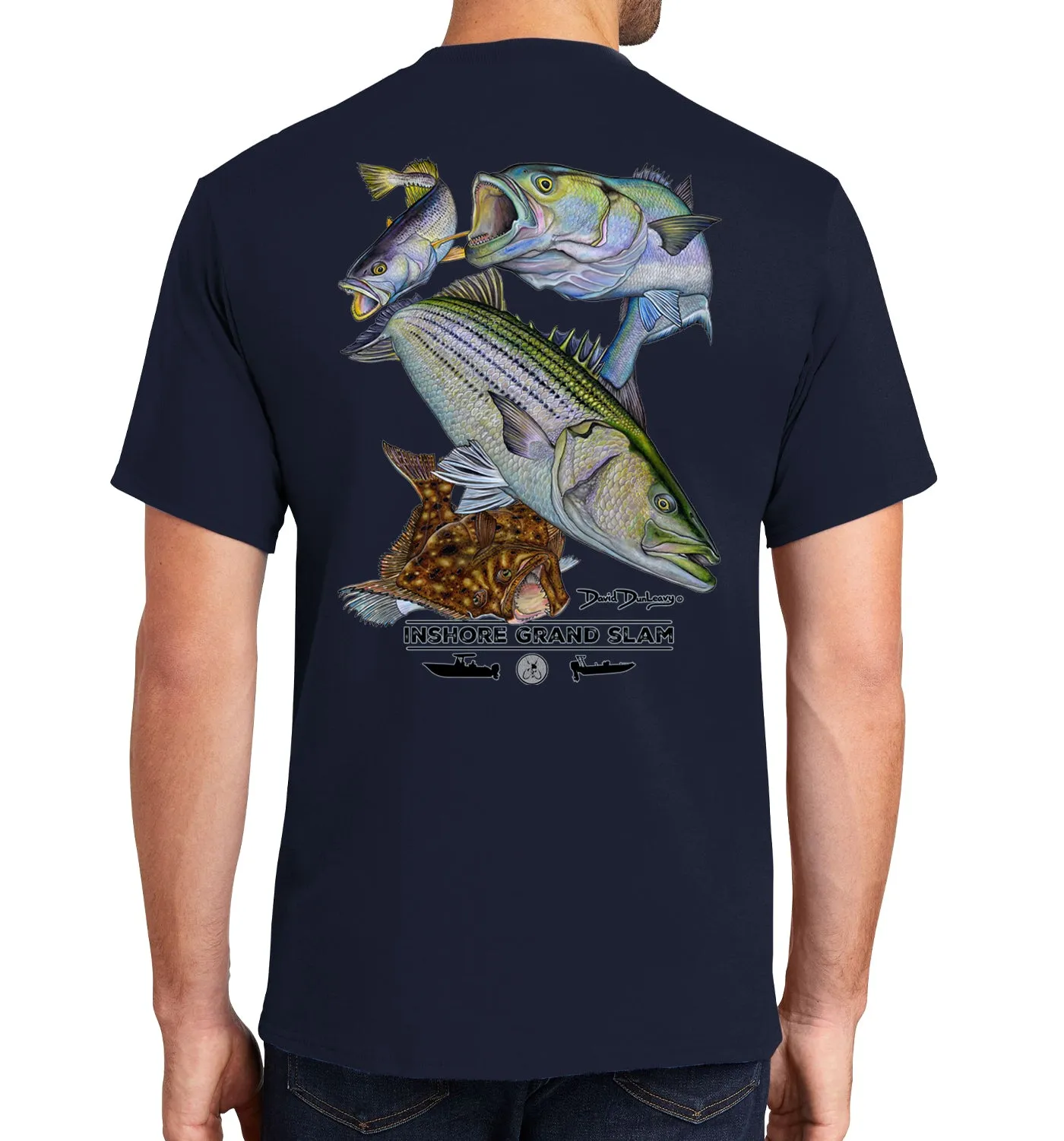 Men's Inshore Grand Slam Short Sleeve Navy Cotton T-Shirt