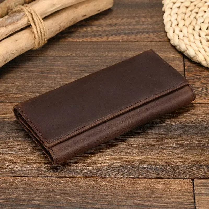 Men’s Leather Wallet with Iron Chain Clip Purse Long Fashion Wallet