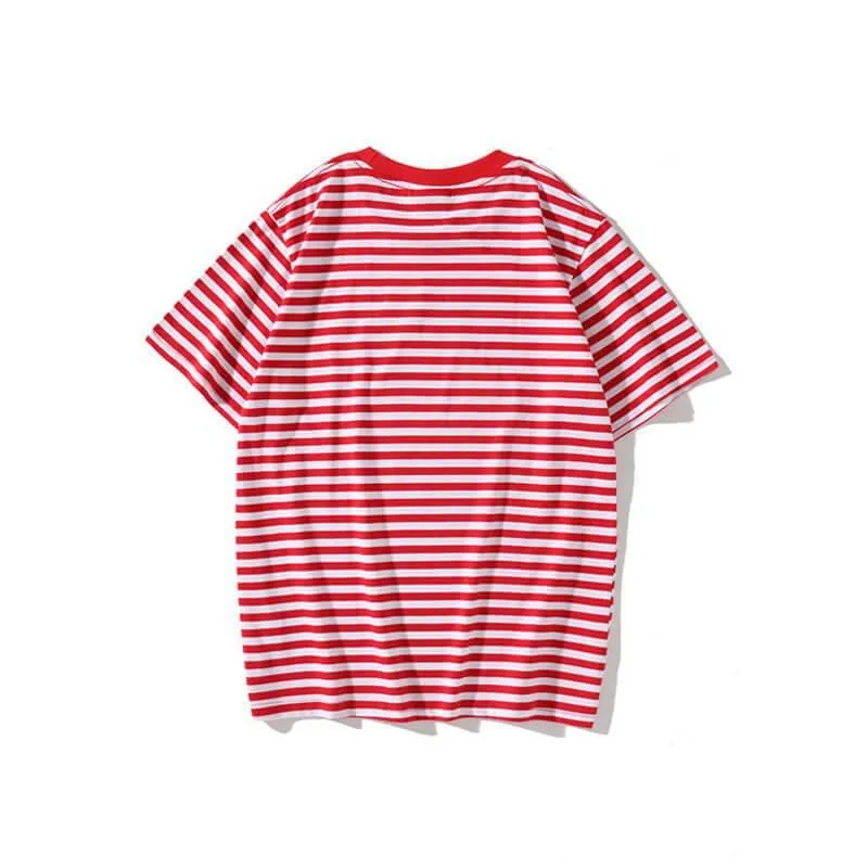 Men's Rock Bassist Striped Short Sleeve T-Shirt