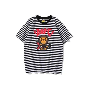 Men's Rock Bassist Striped Short Sleeve T-Shirt