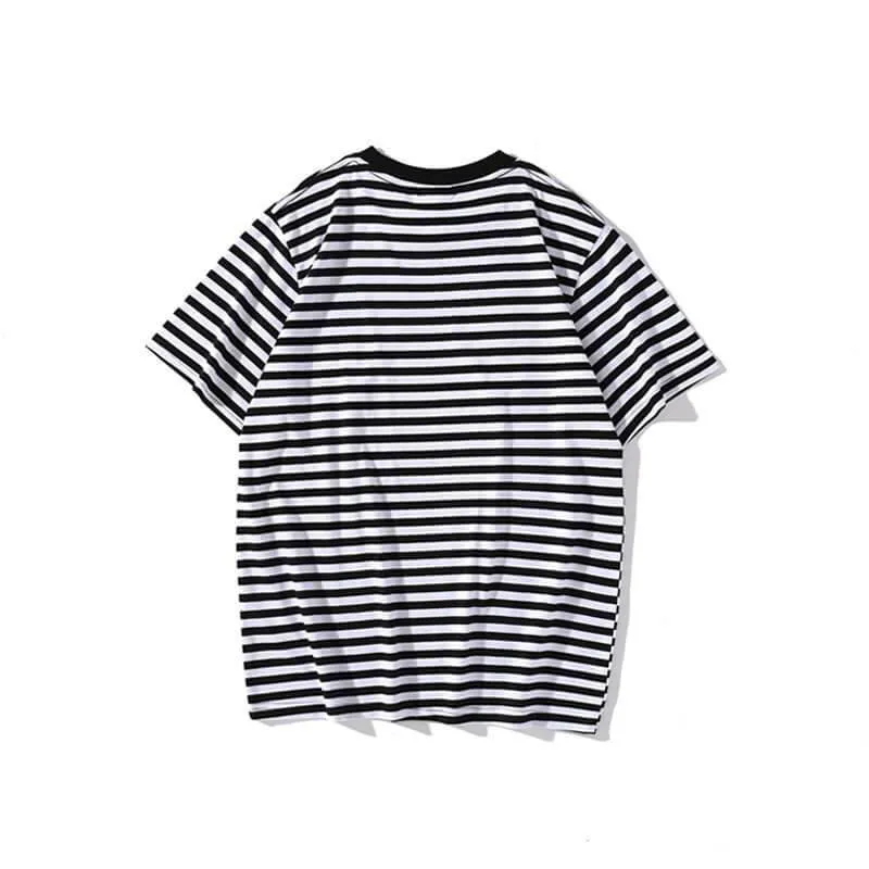 Men's Rock Bassist Striped Short Sleeve T-Shirt