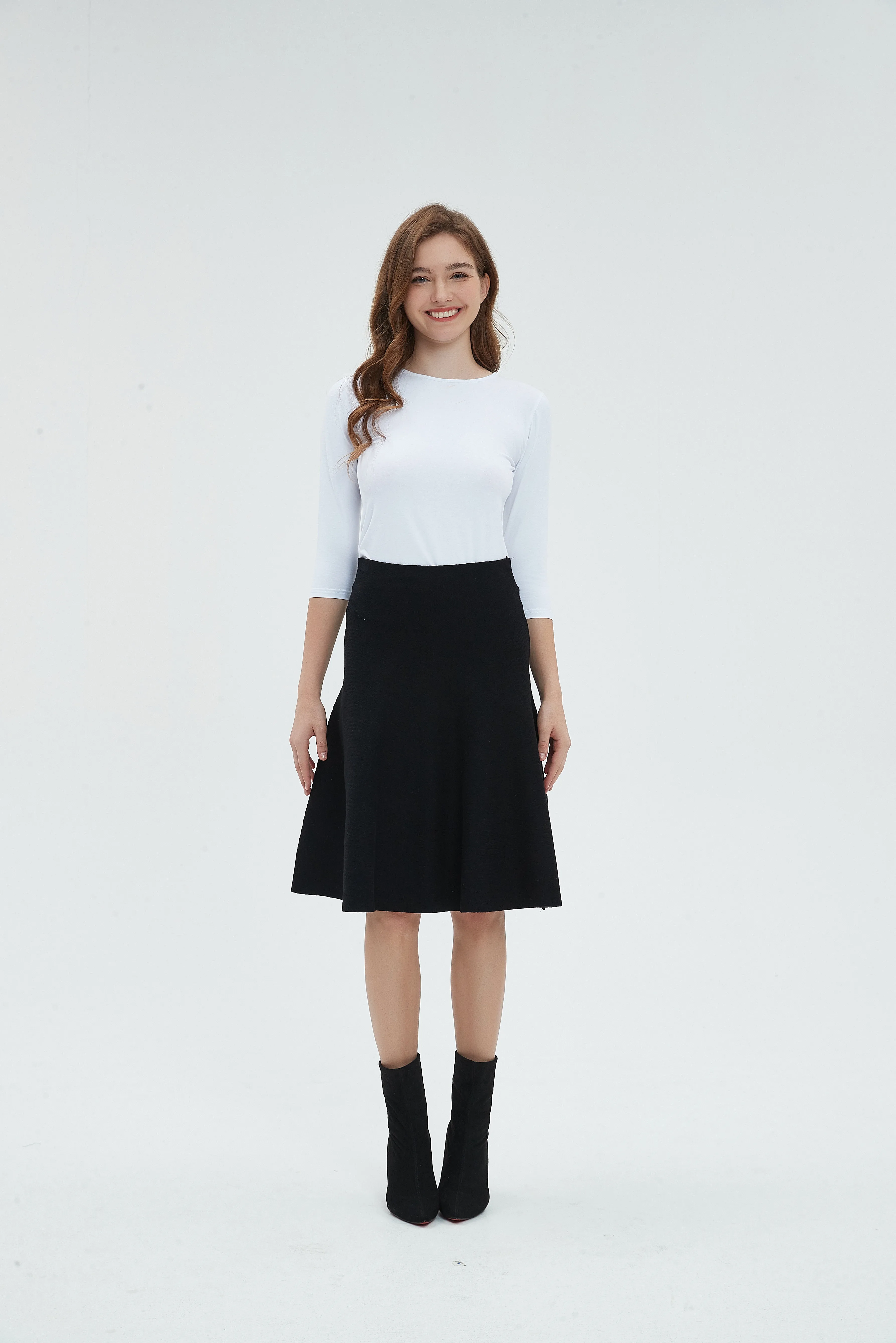 Mia Mod Ladies Year Round Non-Pleated Skirt - Black