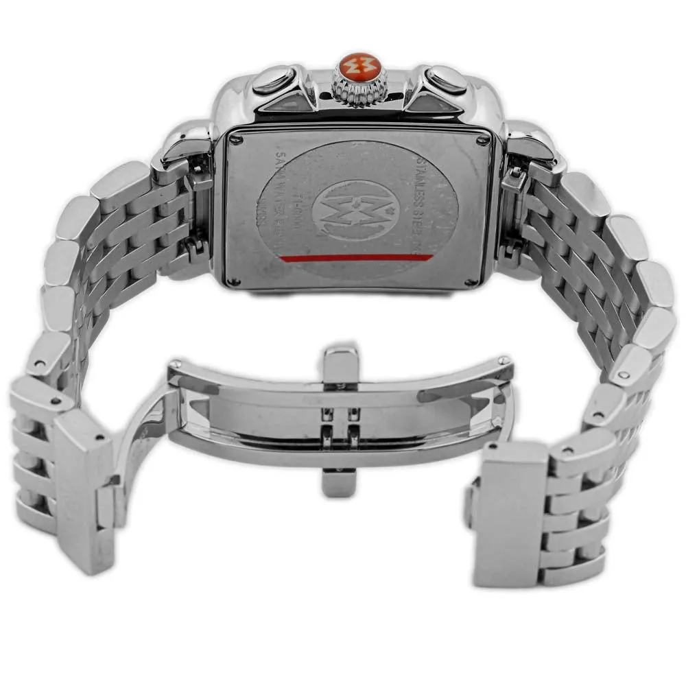 Michele Ladies Deco Day Stainless Steel 33mm MOP Stick Dial Watch w/ Diamonds Reference #: 71-6000