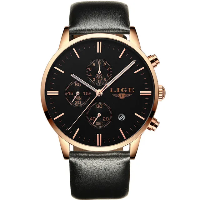 Military Sport Luminous Wristwatch Chronograph Leather Quartz