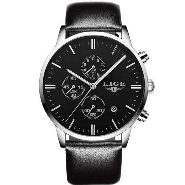 Military Sport Luminous Wristwatch Chronograph Leather Quartz