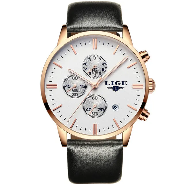 Military Sport Luminous Wristwatch Chronograph Leather Quartz