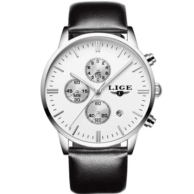 Military Sport Luminous Wristwatch Chronograph Leather Quartz