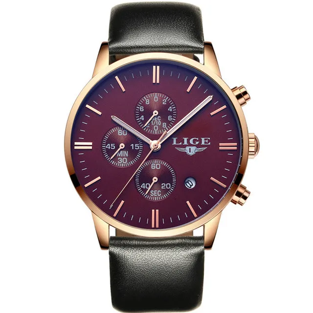 Military Sport Luminous Wristwatch Chronograph Leather Quartz