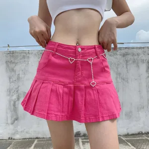 Mini Pleated Skirt Ladies Summer High Waist Jeans Shorts Skirts Women Ruffles