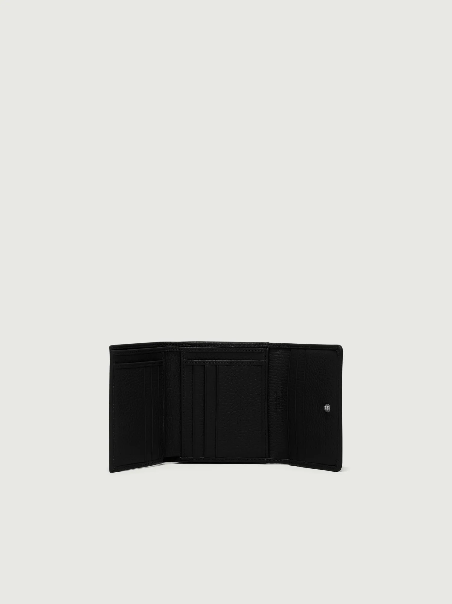 Mini portafoglio in pelle martellata nera