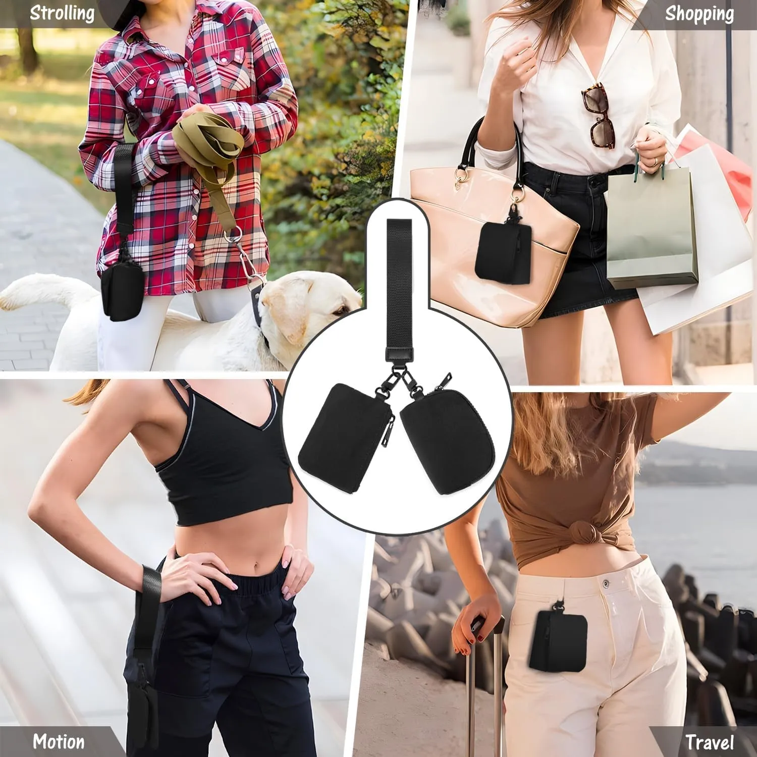 Mini Zip Around Keychain Wristlet Wallets