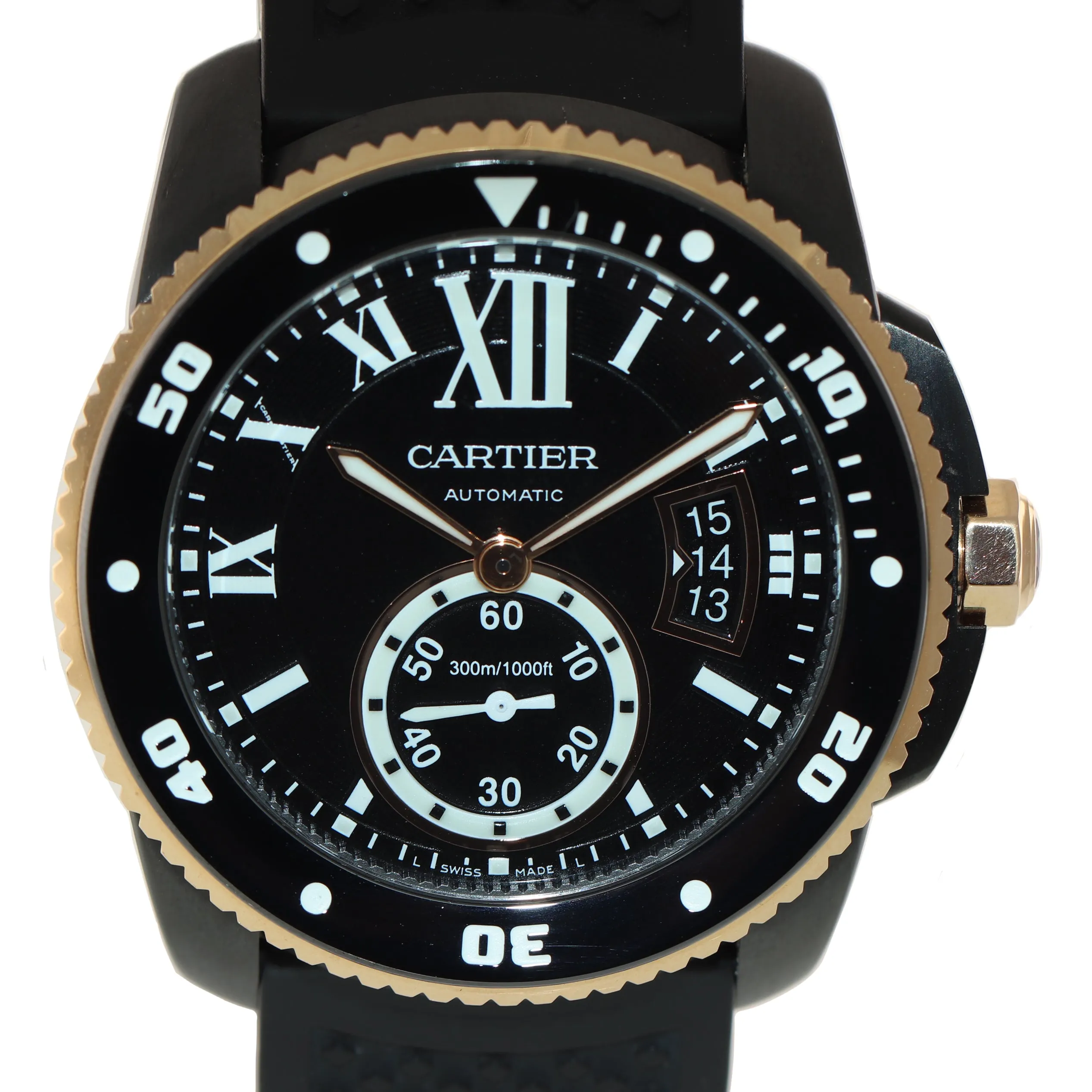 MINT Cartier Calibre Diver Rose Gold Black Steel 42mm Dive Watch W2CA0004 3729