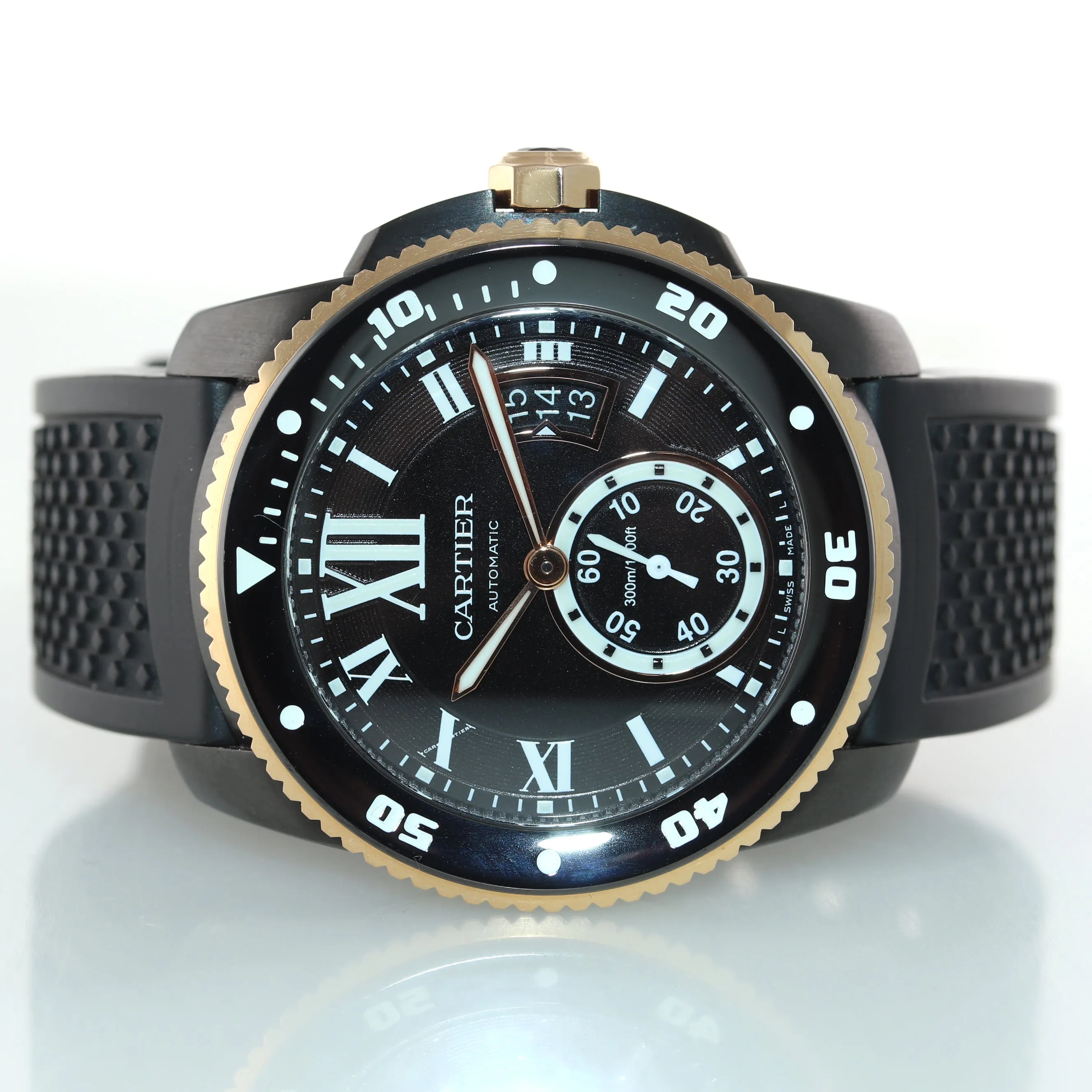 MINT Cartier Calibre Diver Rose Gold Black Steel 42mm Dive Watch W2CA0004 3729